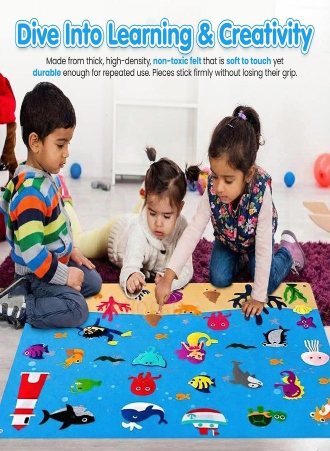 Kidology Montessori Ocean Felt Story Board Set with 34 Felt Figures | Educational & Interactive Sea World Play Mat | Perfect for Storytelling, Early Learning & Wall Hanging Play, Multicolor - Image 2